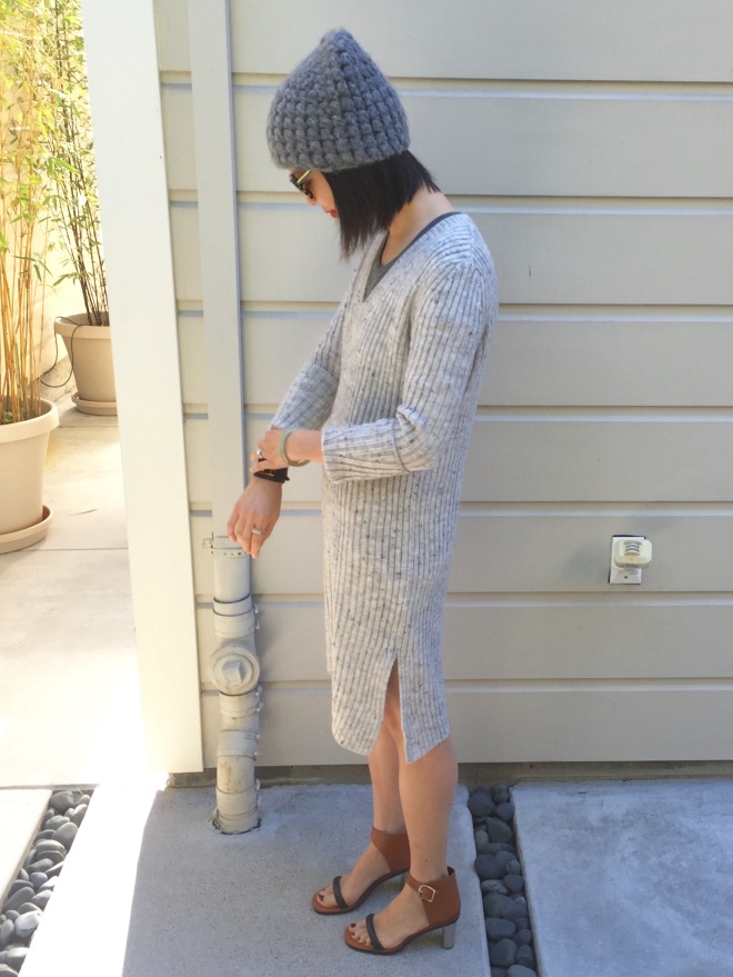 zara ribbed v-neck sweater dress with side slit