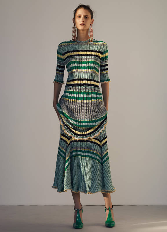 Celine green striped rib-knit dress